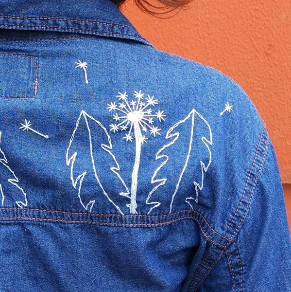 Вышивка одуванчик на одежде
