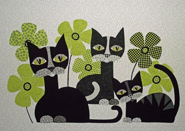 Панно из ткани с кошками