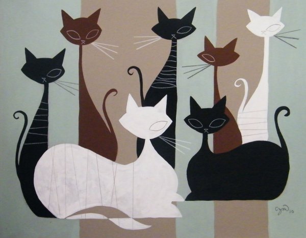 Аппликация кошка из ткани