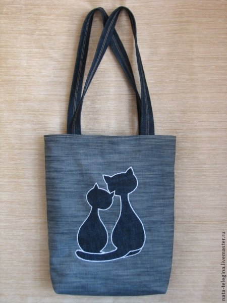 Сумки из джинсов с аппликацией