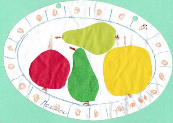 Аппликация фрукты на тарелочке