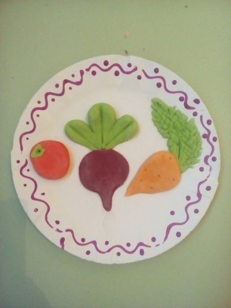 Аппликация фрукты на тарелке