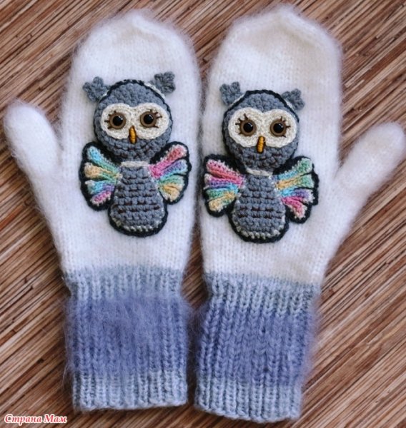 Вышивка на детских варежках