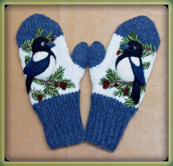 Варежки с птичками