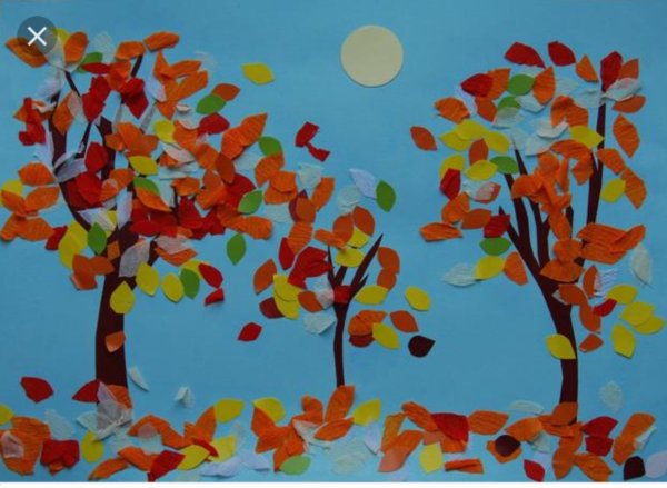 Обрывная аппликация осеннее дерево