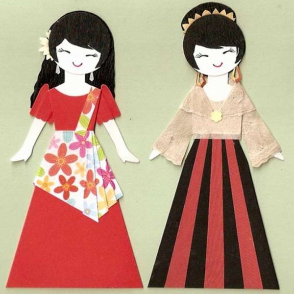 Аппликация кукла в национальном костюме