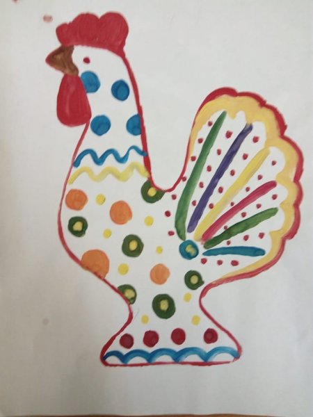 Роспись петуха рисование в старшей группе