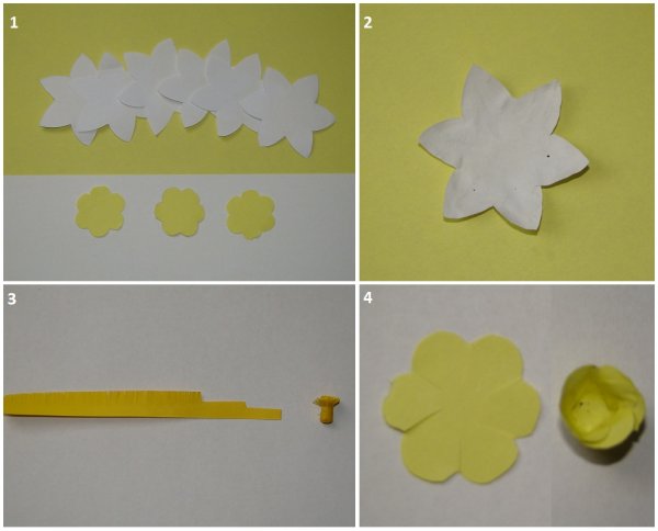 Объемные нарциссы из бумаги