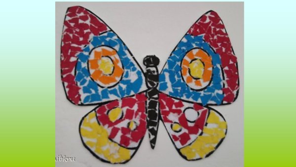 Аппликация из рваной бумаги бабочка