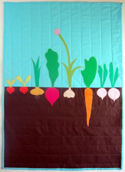 Аппликация овощи на грядке