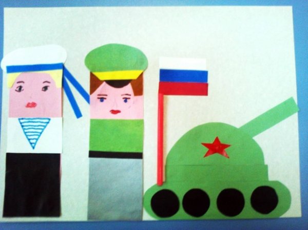 Аппликация к 23 февраля для детей
