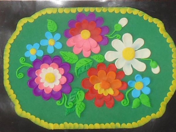 Жостовский поднос пластилином