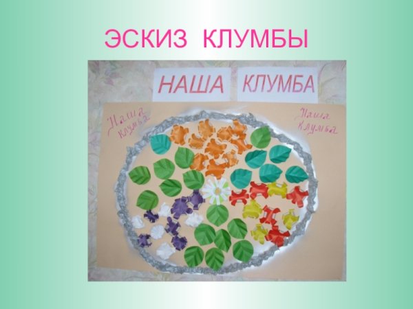 Аппликация декоративная (коллективная композиция) наша клумба