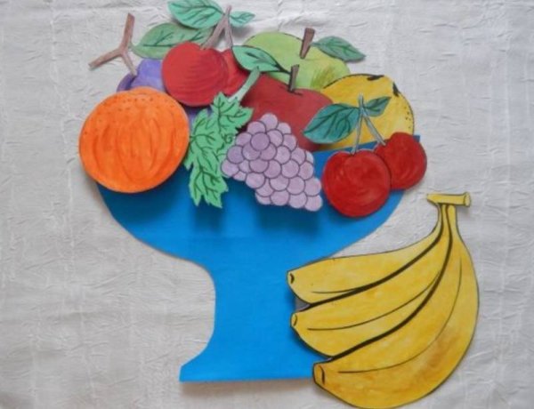 Аппликация фрукты в вазе