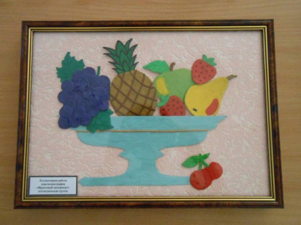 Аппликация фрукты на тарелке