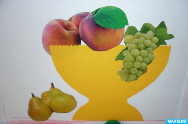 Аппликация фрукты в вазе