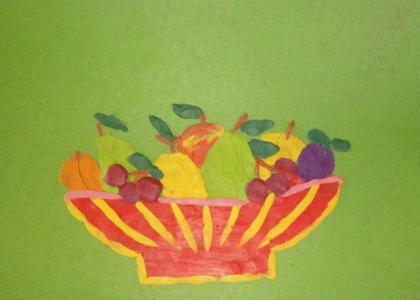 Аппликация блюдо с фруктами и ягодами старшая группа