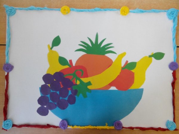 Аппликация ваза с фруктами