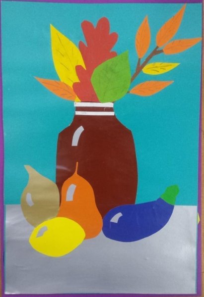 Аппликация натюрморт из цветной бумаги