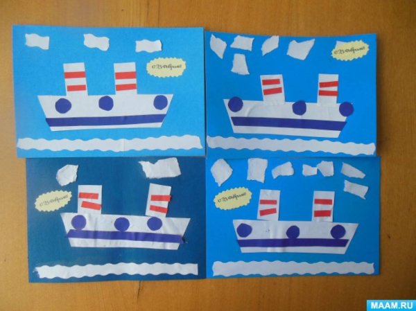 Аппликация транспорт в подготовительной гр