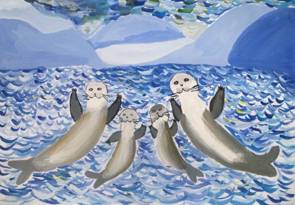 Рисование Нерпа подготовительная группа