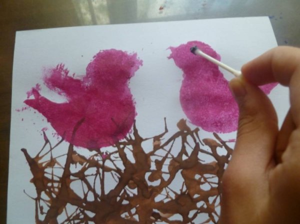 Нетрадиционное рисование птички