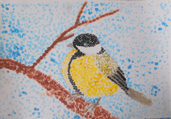 Пуантилизм синичка