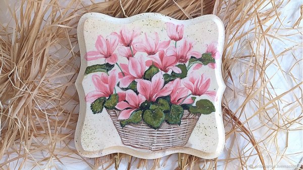 Панно с цветами декупаж