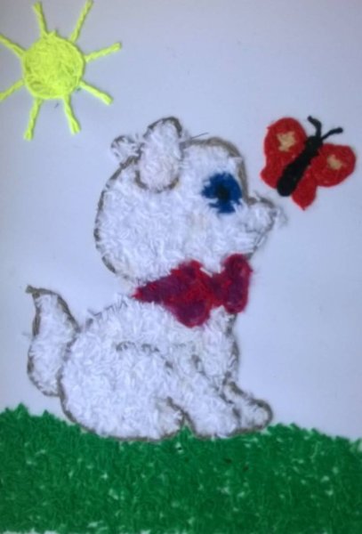 Аппликация из нарезанных ниток