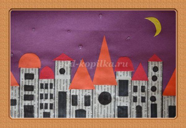 Аппликация ночной город