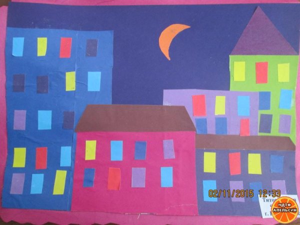 Аппликация на тему город