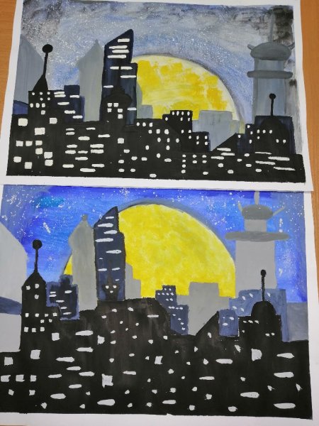 Рисование город вечером