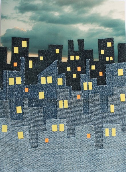 Панно из старых джинсов