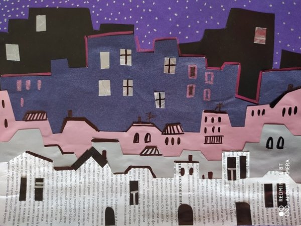 Аппликация ночной город