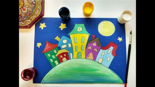 Аппликация ночной город