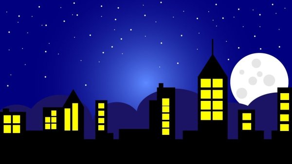 Ночной город мультяшный