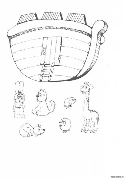 Ковчег ноя сбоку трафарет