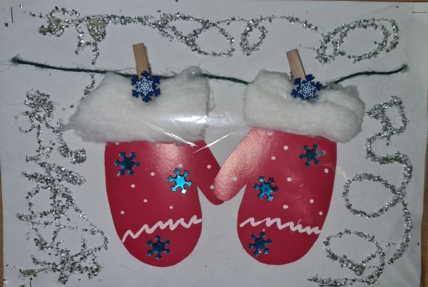 Аппликация варежка для Деда Мороза