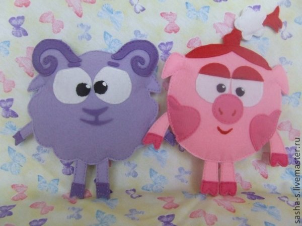 Аппликации из фетра Смешарики