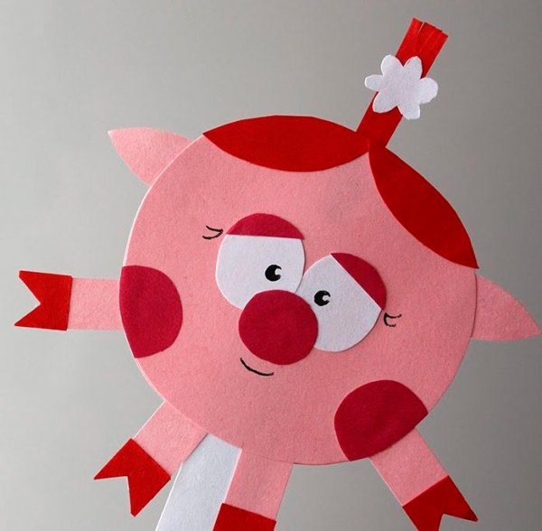 Смешарики аппликация из бумаги