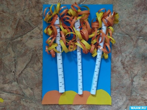 Березки из бумаги осень поделка