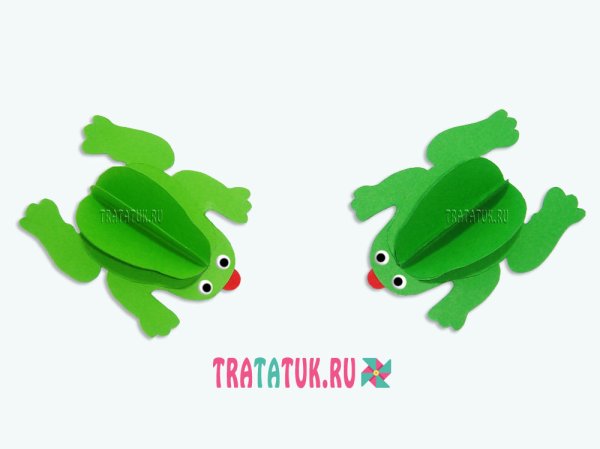 Объемная аппликация лягушка из бумаги