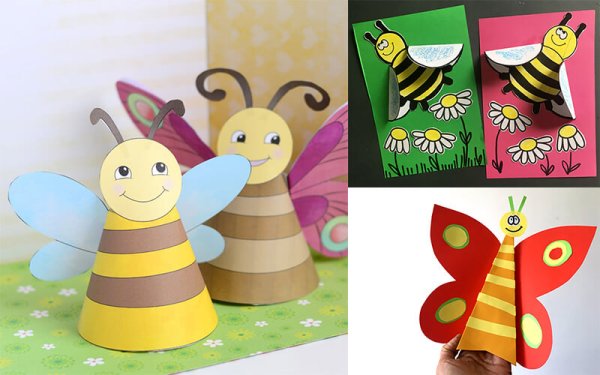 Аппликация Пчелка из бумаги