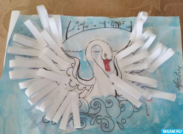 Объемная аппликация лебедь