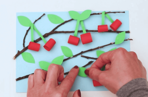 Объемная аппликация вишня в средней группе