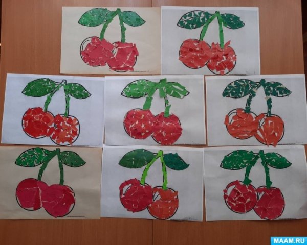 Обрывная аппликация фрукты