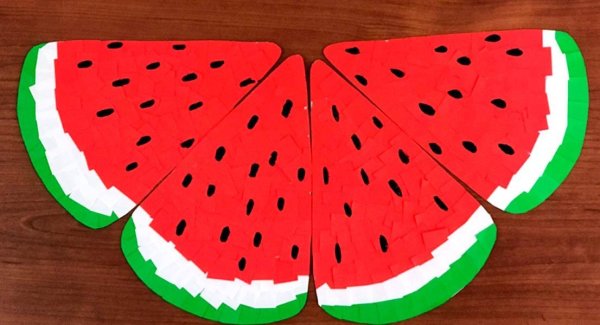 Обрывная аппликация Арбуз