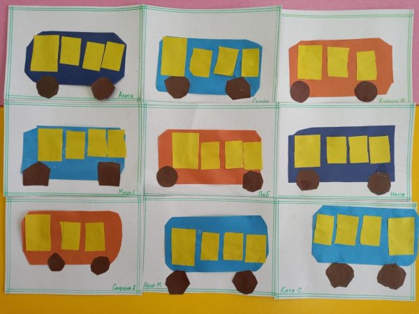 Аппликация автобус в средней группе