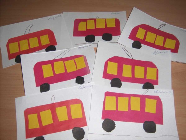 Аппликация "автобус" (Комарова т.с.)