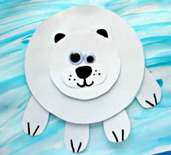 Аппликация белый медведь